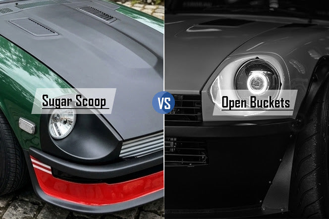 Sugar Scoop Headlights vs Open Buckets on a 240Z